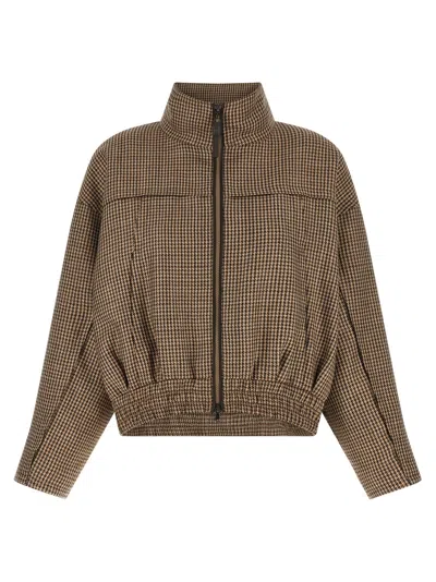 Brunello Cucinelli 'shiny Zipper Pull' Jacket In Brown