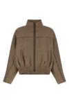 Brunello Cucinelli 'shiny Zipper Pull' Jacket In Brown