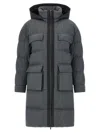 Brunello Cucinelli Shiny Zipper Pull Long Down Jacket In Gray