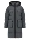 Brunello Cucinelli Shiny Zipper Pull Long Down Jacket In Gray