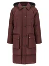 Brunello Cucinelli Shiny Zipper Pull Puffer Jackets Bordeaux In Burgundy