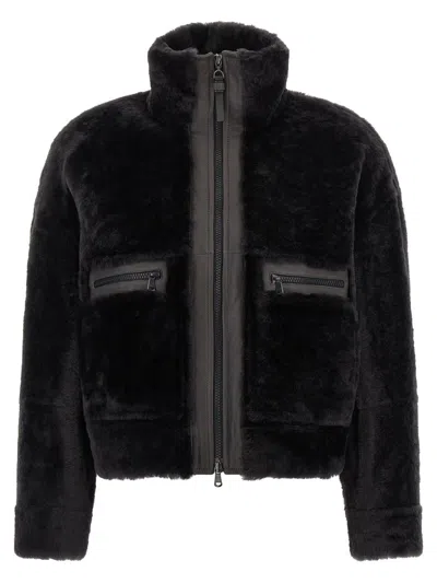 BRUNELLO CUCINELLI BRUNELLO CUCINELLI 'SHINY ZIPPER PULL' SHEARLING JACKET