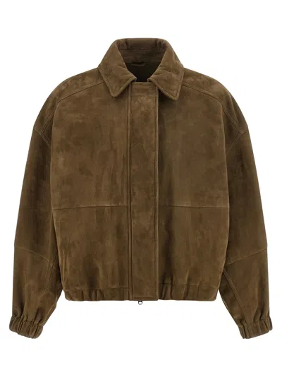 Brunello Cucinelli Suede Jacket In Green
