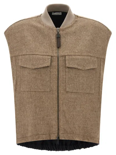 Brunello Cucinelli Shiny Zipper Pull Vest