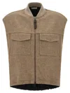 Brunello Cucinelli Shiny Zipper Pull Gilet Beige In Brown