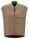 Brunello Cucinelli Shiny Zipper Pull Gilet Beige