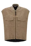 Brunello Cucinelli Vest With Shiny Zipper Pull In Sand