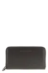 Brunello Cucinelli Zipper Wallet With Logo And Compartments In Brown