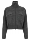 Brunello Cucinelli Shiny Zipper Pull Sweaters And Cardigans Gray