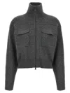 Brunello Cucinelli Shiny Zipper Pull Sweaters And Cardigans Gray