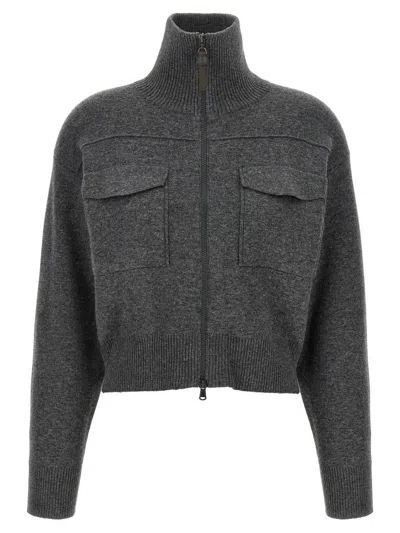 BRUNELLO CUCINELLI BRUNELLO CUCINELLI 'SHINY ZIPPER PULL' WOOL CARDIGAN
