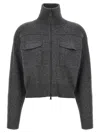Brunello Cucinelli Shiny Zipper Pull Sweaters And Cardigans Gray