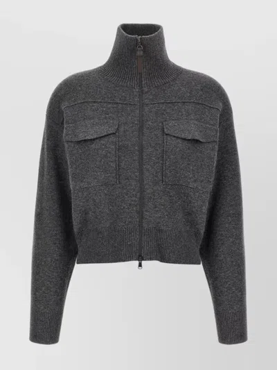 BRUNELLO CUCINELLI 'SHINY ZIPPER PULL' WOOL CARDIGAN