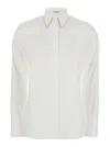 Brunello Cucinelli White Shirt With Pointed Collar And Monil Detail On The Collar In Cotton Blend Woman In White