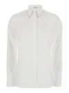Brunello Cucinelli White Shirt With Pointed Collar And Monil Detail On The Collar In Cotton Blend Woman In White