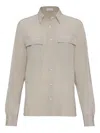 Brunello Cucinelli Crepe De Chine Shirt In Brown