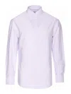 Brunello Cucinelli Striped Shirt With Long Sleeves And Regular Collar In Purple