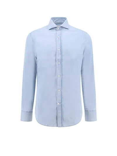 Brunello Cucinelli Cotton Shirt In Blue