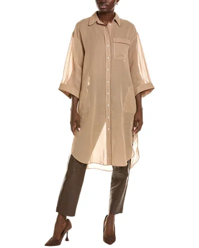 Brunello Cucinelli Lapel Shirt In Brown