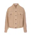 Brunello Cucinelli Collared Neck Jacket Buttoned Cuffs In Beige