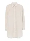 Brunello Cucinelli Beige Shirt With Chest Pockets And Monile Decorations In Linen Woman In Neutral