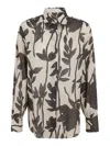 Brunello Cucinelli Floral Print Cuffed Sleeves Shirt In Beige