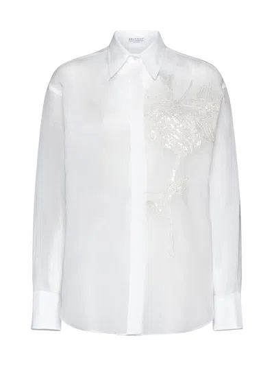 Brunello Cucinelli Shirt In Bianco Ottico