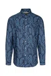 Brunello Cucinelli Paisley Cotton Shirt In Blucolorato