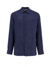 Brunello Cucinelli Linen Shirt With Chest Pockets And Collar In Blue