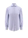 Brunello Cucinelli Classic Cotton Shirt With Monili Detail In Blue