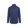 Brunello Cucinelli Tailored Herringbone Shirt Collar Button-down In Blue