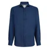 Brunello Cucinelli Men Linen Shirt In Blue