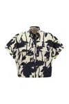 Brunello Cucinelli Ramage Print Cotton Poplin Shirt With Jewellery In Blue