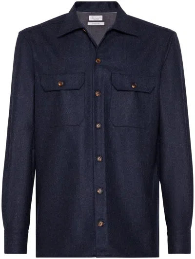 BRUNELLO CUCINELLI VIRGIN WOOL FLANNEL OVERSHIRT