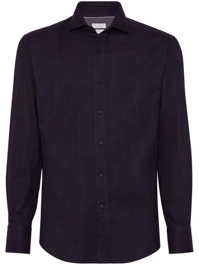 BRUNELLO CUCINELLI FLANNEL CHEVRON SHIRT