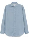 Brunello Cucinelli Herringbone Shirt In Blue