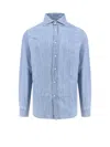 Brunello Cucinelli Superlight Cotton Denim Shirt In Blue