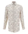 Brunello Cucinelli Men Paisley Design Shirt In Brown
