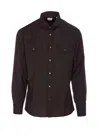 Brunello Cucinelli Man Shirt Deep Purple Size Xl Cotton In Brown