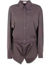 Brunello Cucinelli Collared Neck Long Sleeves Pleated Back Detail In Brown
