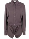 Brunello Cucinelli Collared Neck Long Sleeves Pleated Back Detail In Burgundy