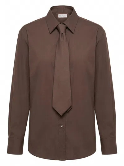 Brunello Cucinelli Shirt In Brown