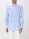 Brunello Cucinelli Shirt With Cannon Pleat Detail And Curved Hem In Blue