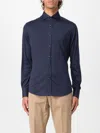 Brunello Cucinelli Herringbone Patterned Cotton-blend Flannel Shirt In Blue