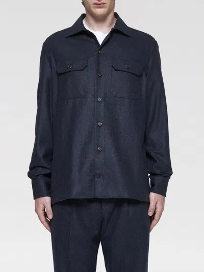 Brunello Cucinelli Wool Flannel Overshirt In Black