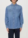 Brunello Cucinelli Men Denim Shirt In Blau