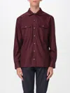 Brunello Cucinelli Long Sleeve Shirt Featuring Chest Pockets In Burgundy
