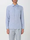 Brunello Cucinelli Men's Linen Double-pocket Casual Button-down Shirt In Hellblau