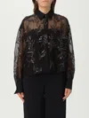 Brunello Cucinelli Women Crispy Silk Shirt With Glistening Flora Embroidery