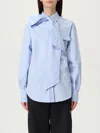 Brunello Cucinelli Long Sleeve Collared Shirt With Bow Detail In Blue